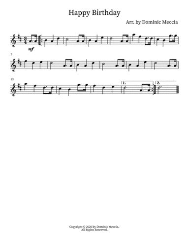 Happy Birthday (arr. Dominic Meccia)