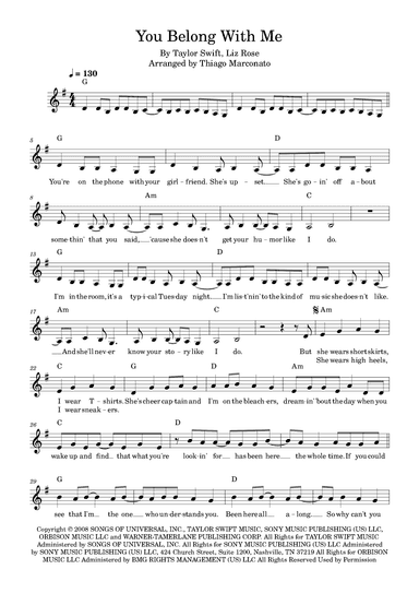 You Belong With Me (arr. Thiago Marconato)
