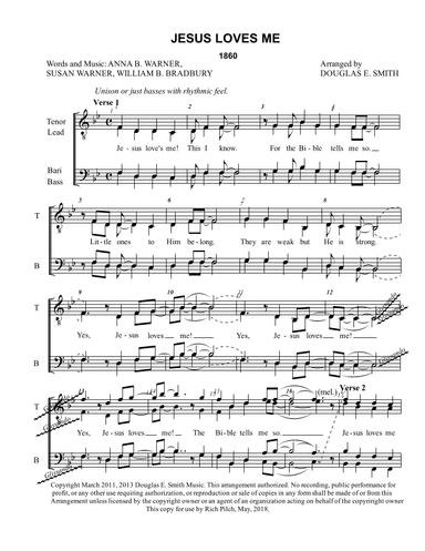 Jesus Loves Me (arr. Douglas E Smith)