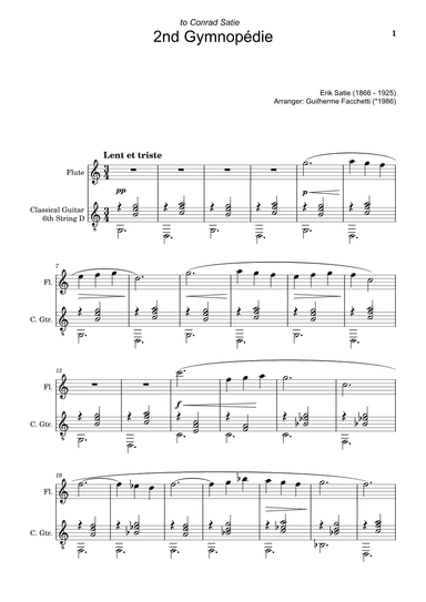 Erik Satie - 2nd Gymnopédie. Arrangement for Flute and Classical Guitar (arr. Guilherme Facchetti)