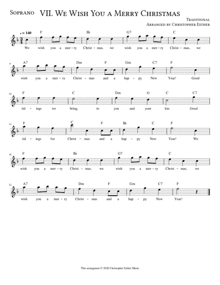 We Wish You a Merry Christmas for Soprano Voice (arr. Christopher Esther)