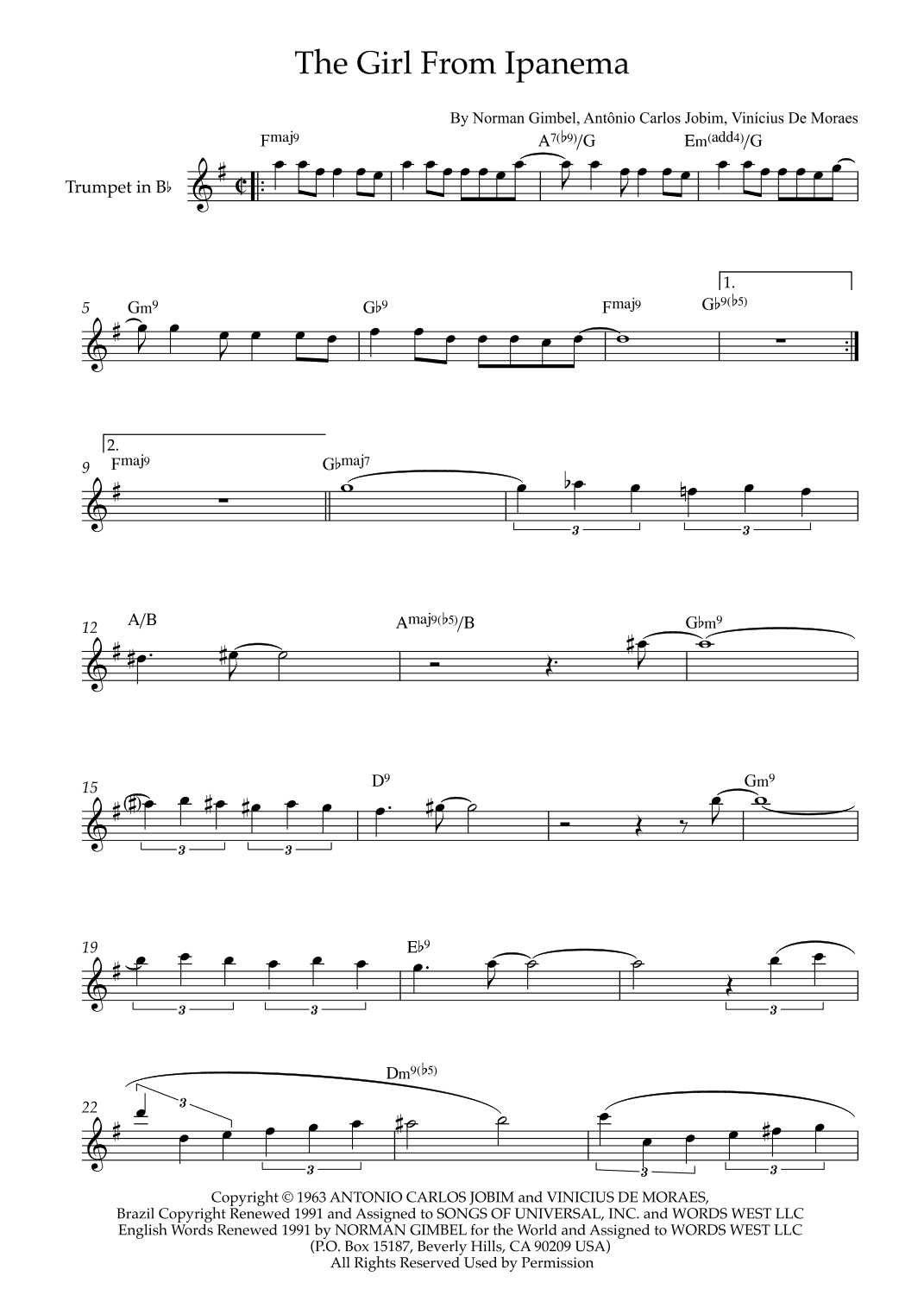 The Girl From Ipanema (garôta De Ipanema) (arr. Karen Gueiros)