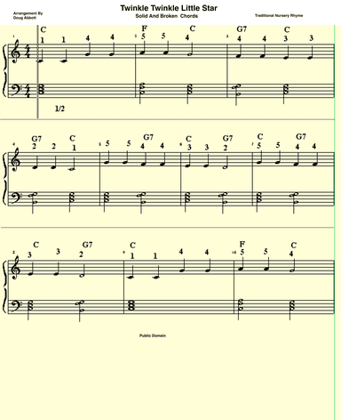 Twinkle Twinkle Little Star - Solid and Broken Chords (arr. Doug Abbott)