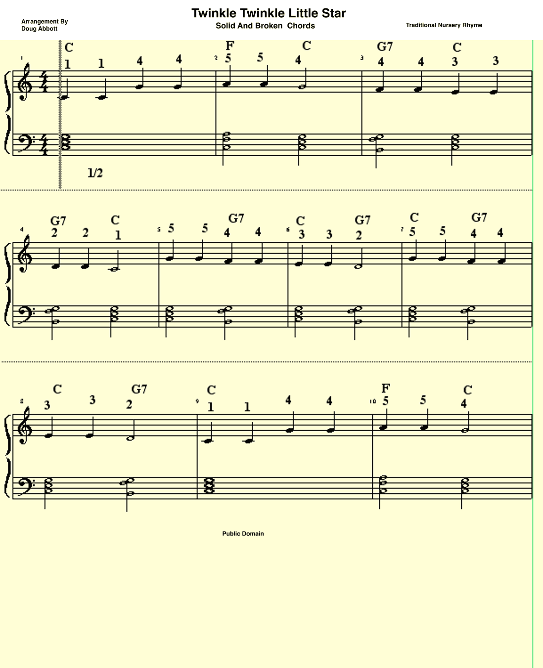 Twinkle Twinkle Little Star - Solid and Broken Chords (arr. Doug Abbott)
