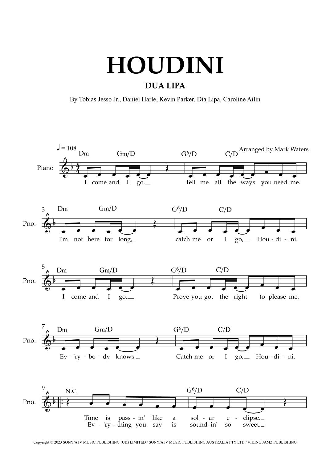 Houdini (arr. Mark Waters)