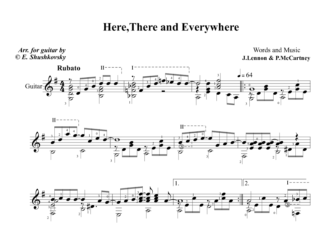 Here, There And Everywhere (arr. Evgeny Shushkovsky)