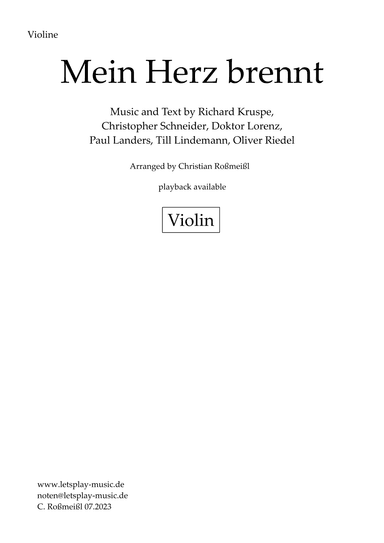 Mein Herz Brennt (arr. Christian Roßmeißl)