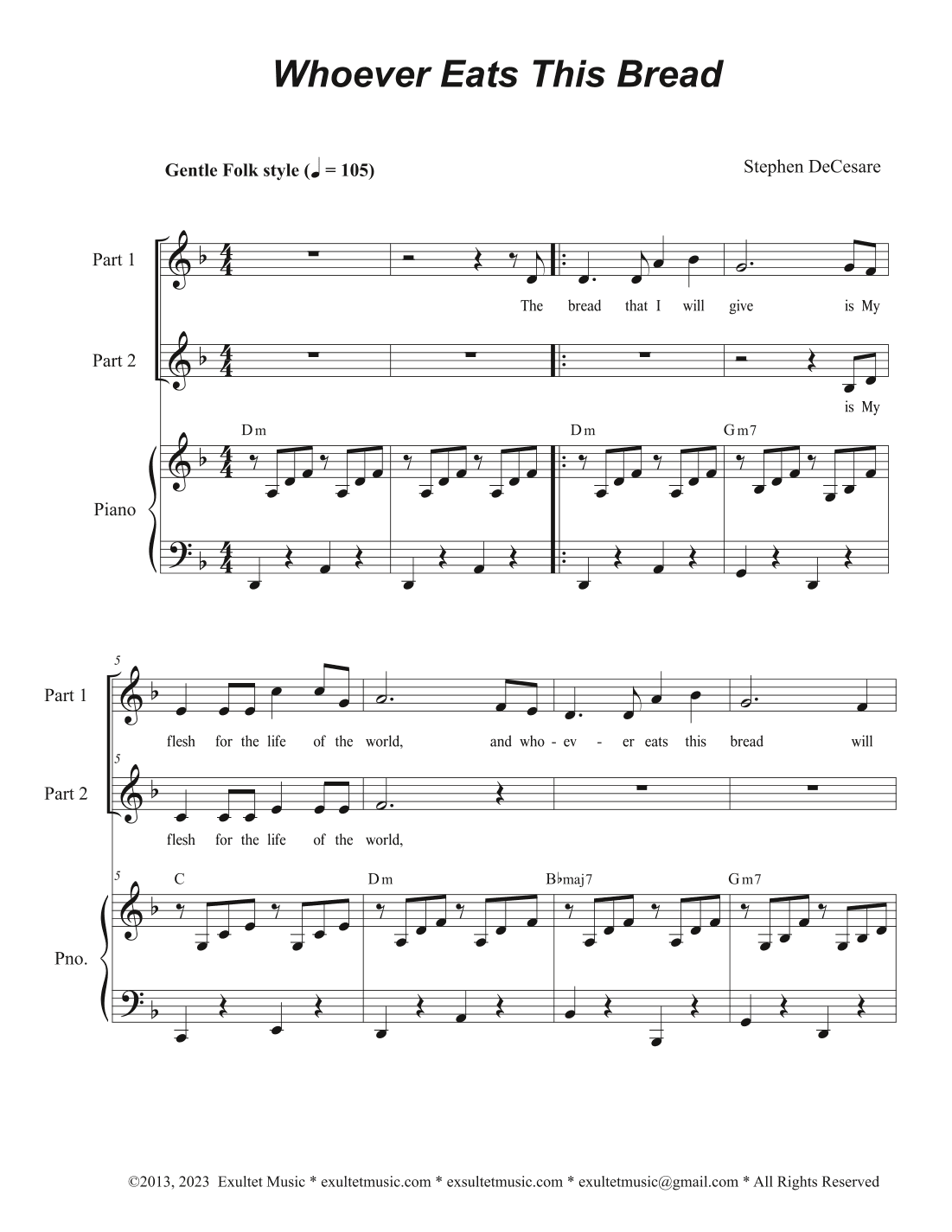 Whoever Eats This Bread (2-part choir)