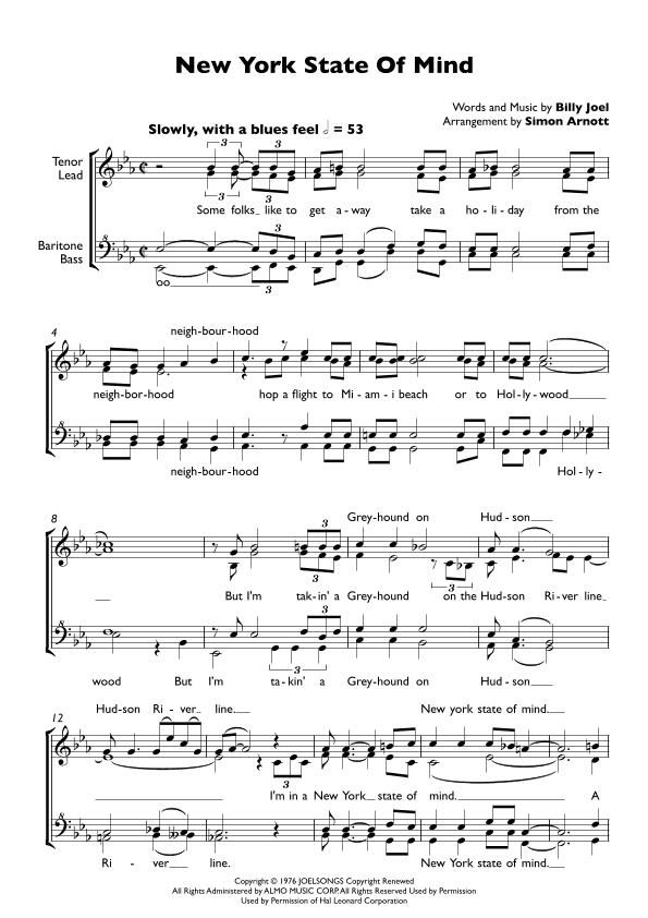 New York State Of Mind (arr. Simon Arnott)