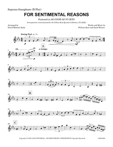 (i Love You) For Sentimental Reasons (arr. David Michael Hyde)