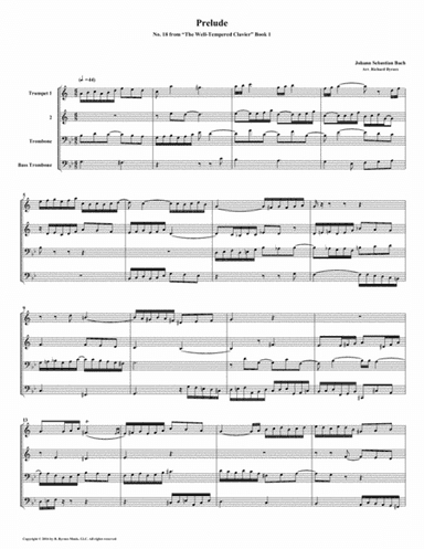 Prelude 18 from Well-Tempered Clavier, Book 1 (Brass Quartet) (arr. Richard Byrnes)