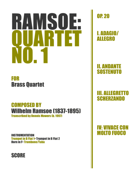 Quartet No. 1 for Brass - Wilhelm Ramsoe, Op. 20 (arr. Dennis S. Mowers)