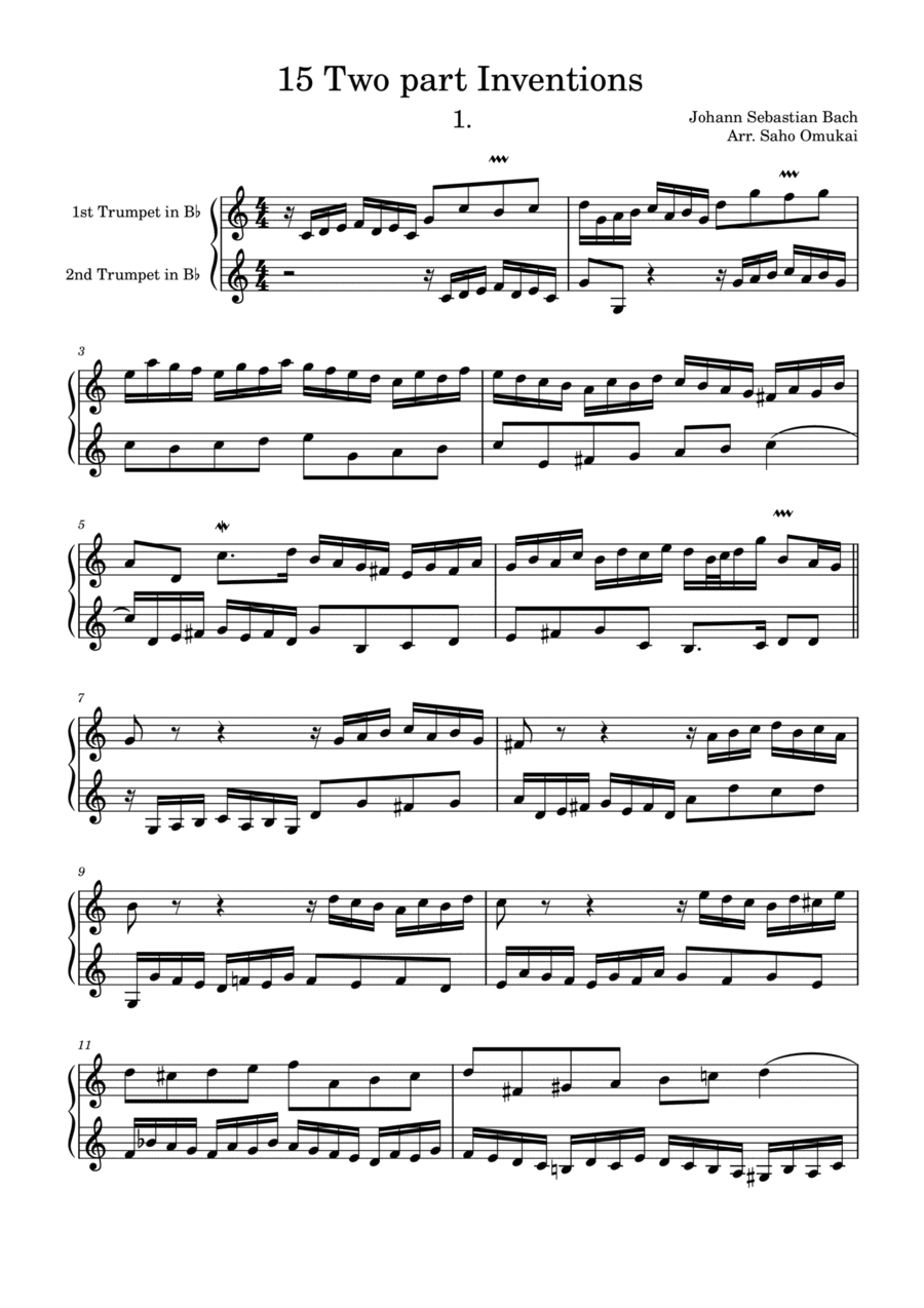 J.S.Bach: 15 Inventions for two Trumpets (arr. Saho Omukai)