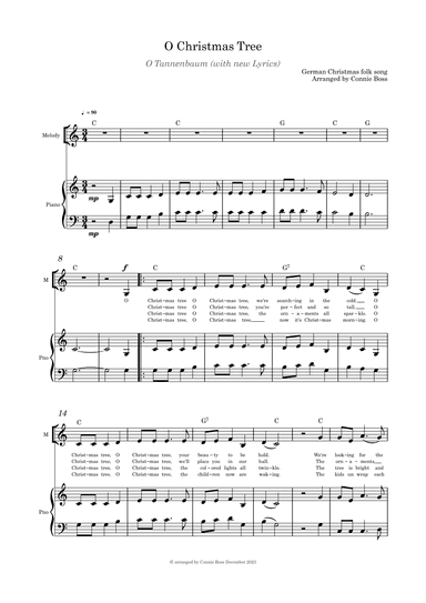 O Christmas Tree Alto solo and piano (arr. Connie Boss)