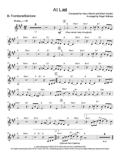 At Last (arr. Roger Wallace)