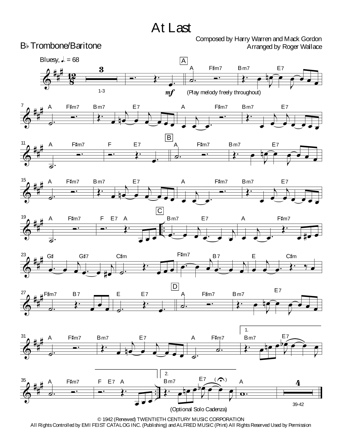 At Last (arr. Roger Wallace)