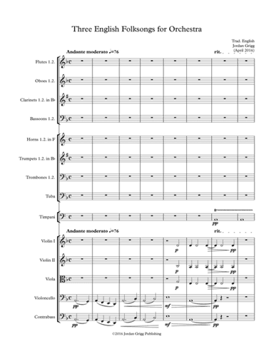 Three English Folksongs for Orchestra (arr. Jordan Grigg)