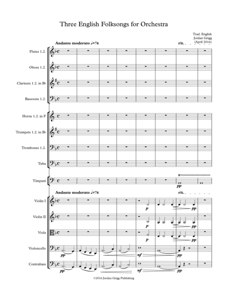 Three English Folksongs for Orchestra (arr. Jordan Grigg)