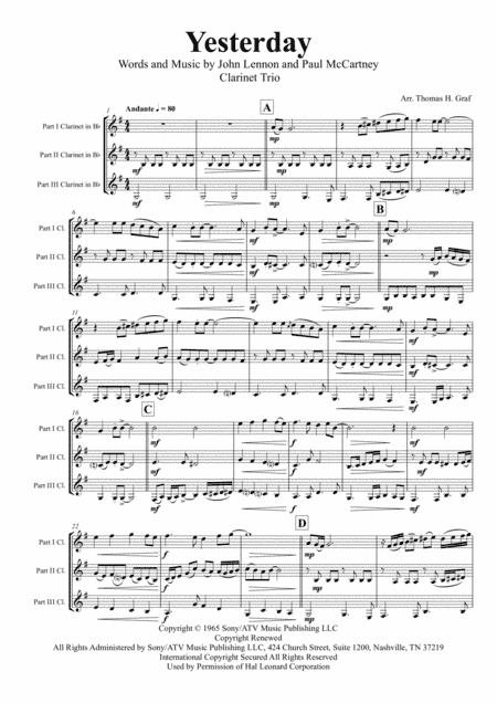 Yesterday (arr. Thomas Graf)