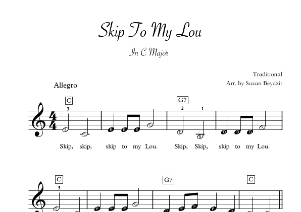 Skip To My Lou  (With Note Names) (arr. Suzan Beyazit)