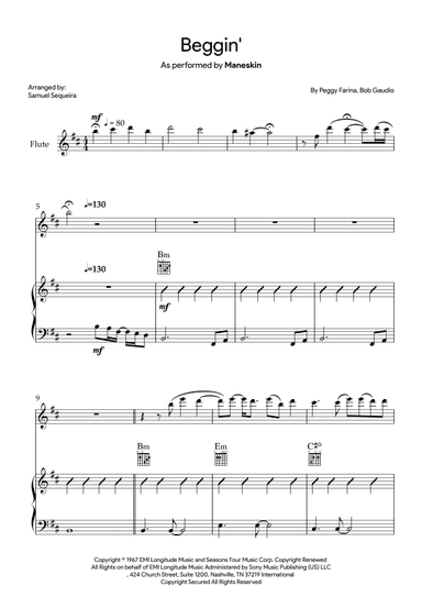Beggin' (arr. Samuel Sequeira)