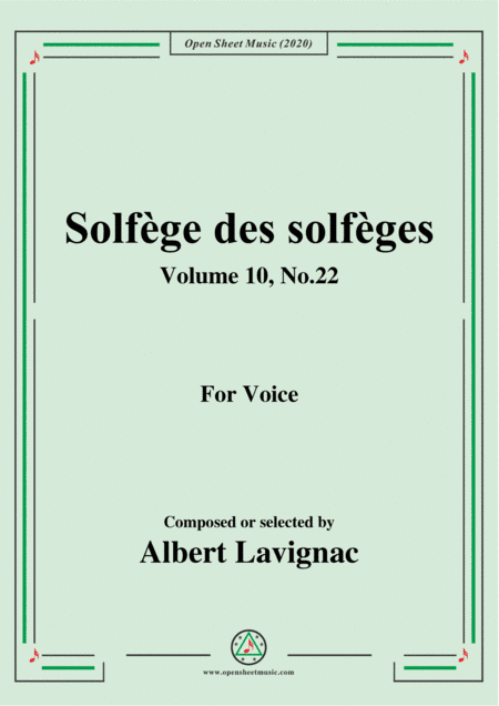 Lavignac-Solfège des solfèges,Volume 10,No.22,for Voice (arr. MSM)