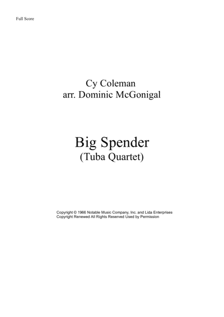 Big Spender (arr. Dominic McGonigal)