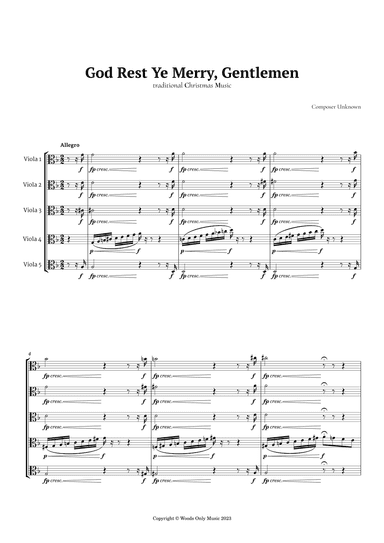 God Rest Ye Merry Gentlemen for Viola Quintet (arr. Ander)