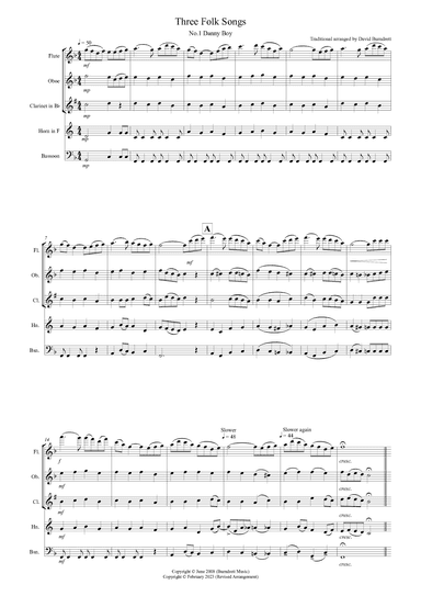 3 Folk Songs for Wind Quintet (arr. David Burndrett)