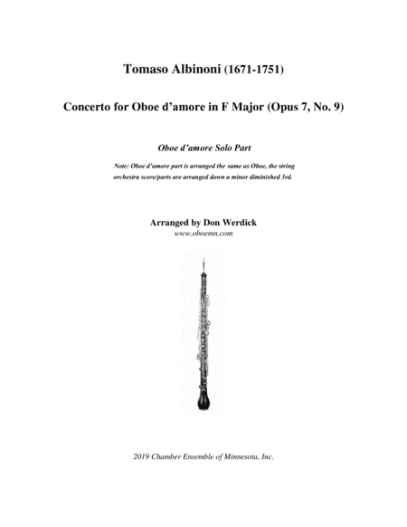 Concerto for Oboe d’amore in F Major, Op. 7 No. 9 (arr. Don Werdick (1946 - ))