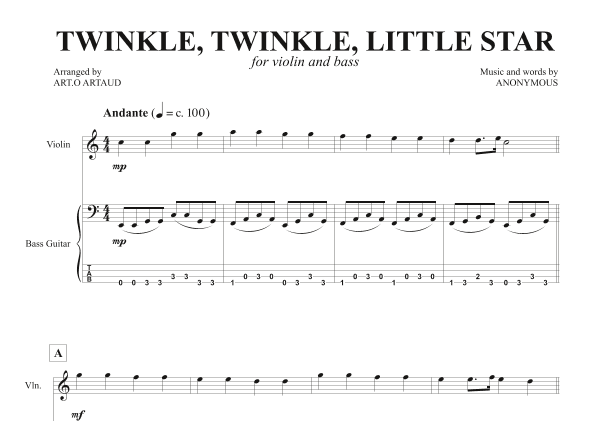 Twinkle Twinkle Little Star (arr. Art.o Artaud)