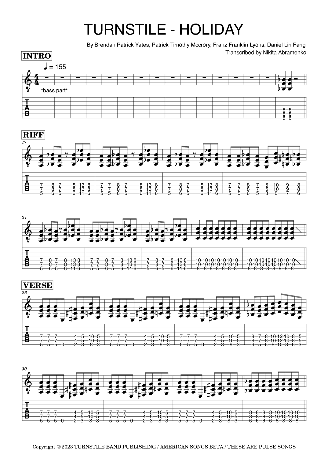 Holiday (arr. Nikita Abramenko)
