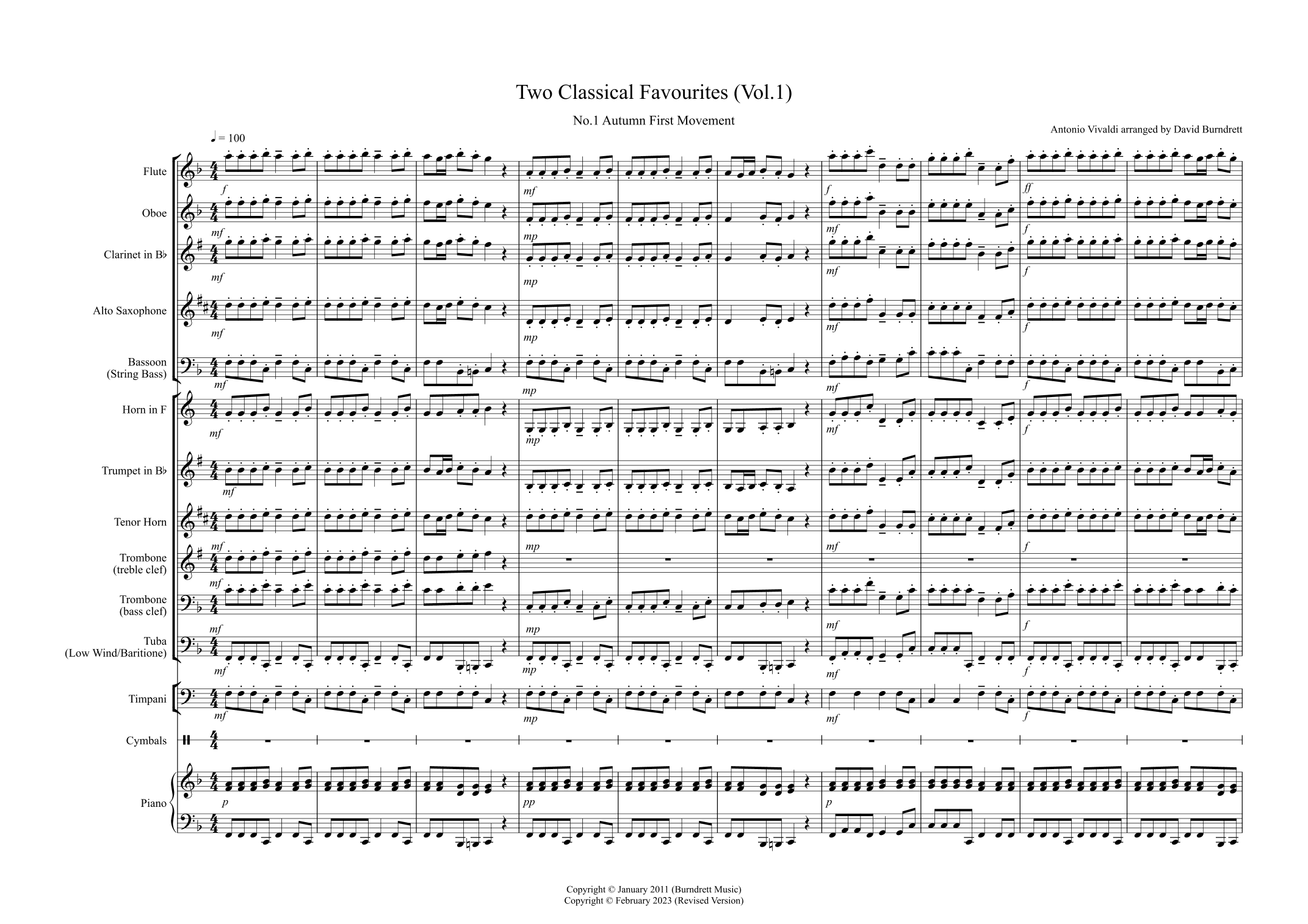 2 Classical Favourites for School Band (volume one) (arr. David Burndrett)