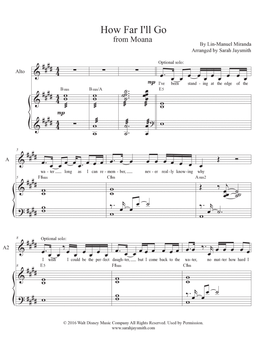 How Far I'll Go (arr. Sarah Jaysmith)