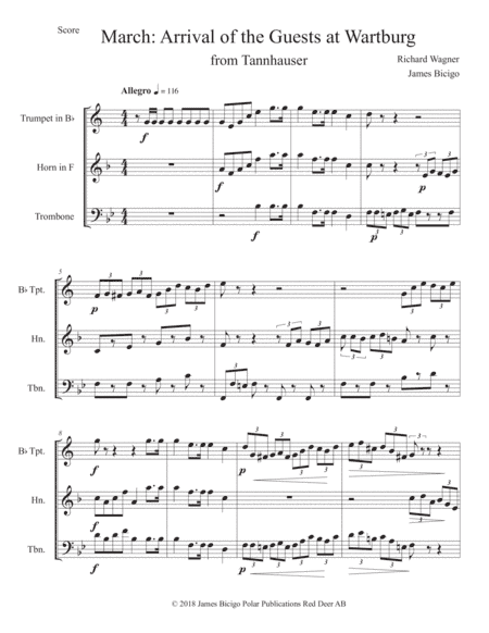 March: The arrival of Guests at Warturg from Tannhauser (Lower Key) (arr. James Bicigo)