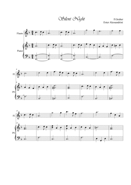 Silent night easy. Flute and piano (arr. Ester Alessandrini)