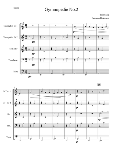 Gymnopedie No.2 - Brass Quintet (arr. Brandon Hokeness)