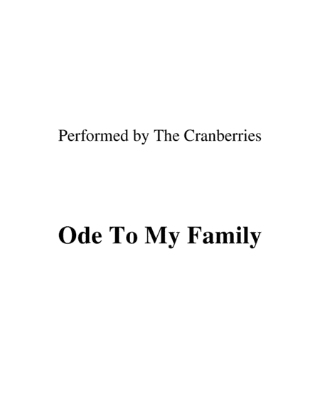 Ode To My Family (arr. Ronn M)