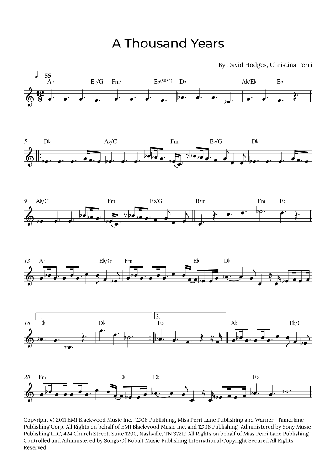 A Thousand Years (arr. Alex Nunes Rodrigues)