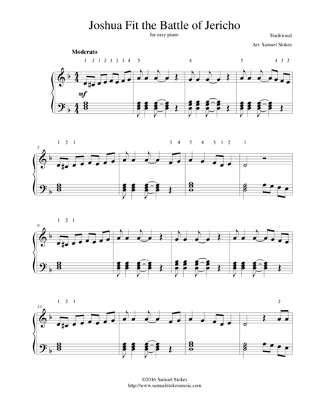 Joshua Fit the Battle of Jericho - for easy piano (arr. Samuel Stokes)