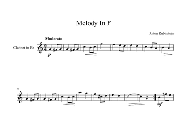 Melody In F - Anton Rubinstein (Clarinet) (arr. Digital Book Music)