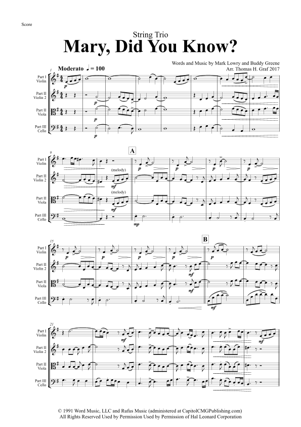 Mary, Did You Know? (arr. Thomas Graf)
