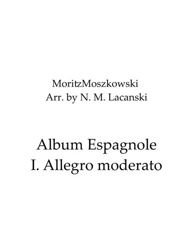Album Espagnol I. Allegro moderato (arr. Nick Lacanski)