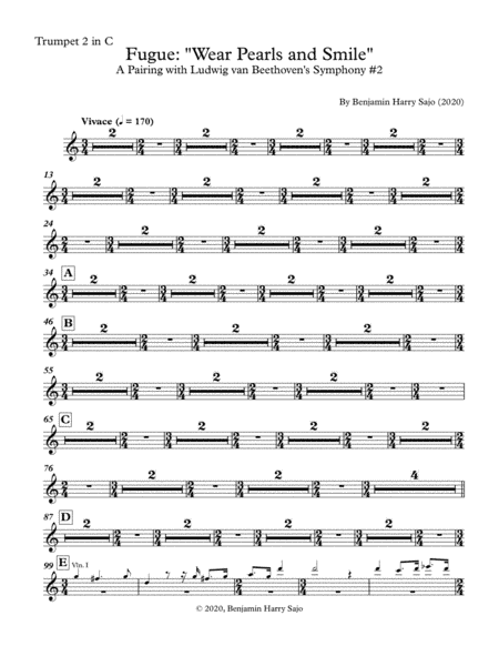 Fugue: "Wear Pearls and Smile" (A Pairing with Beethoven's Symphony #2) - Trumpet in C 2