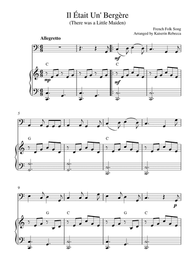 Il Était Un' Bergère (There was a Little Maiden) (for cello solo and piano accompaniment) (arr. Kaiserin Rebecca)