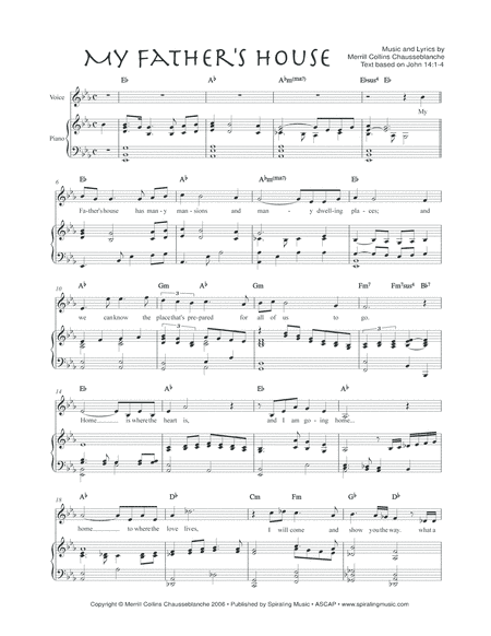 My Father's House ~ Piano Vocal Score in E-flat