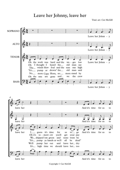 Leave her Johnny, leave her (haunting sea shanty arranged for a cappella choir) (arr. Cat McGill)