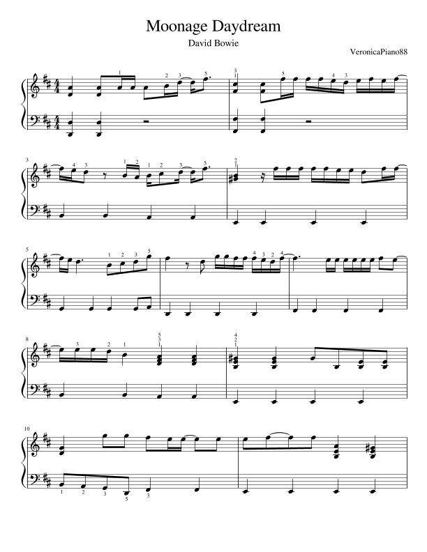 Moonage Daydream (arr. VeronicaPiano88)