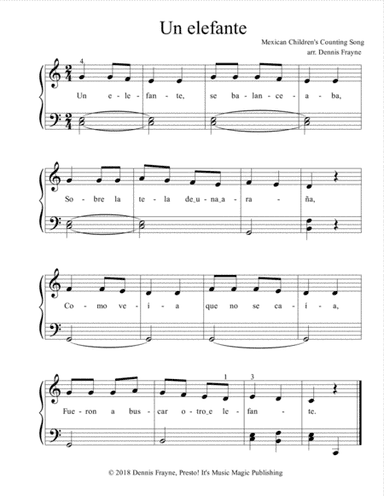 Un elefante (standard notation) (arr. Dennis Frayne)