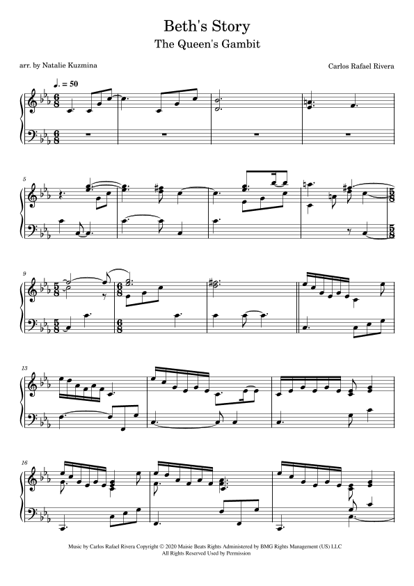 Beth's Story (arr. Natalie Kuzmina aka nattaliepiano)